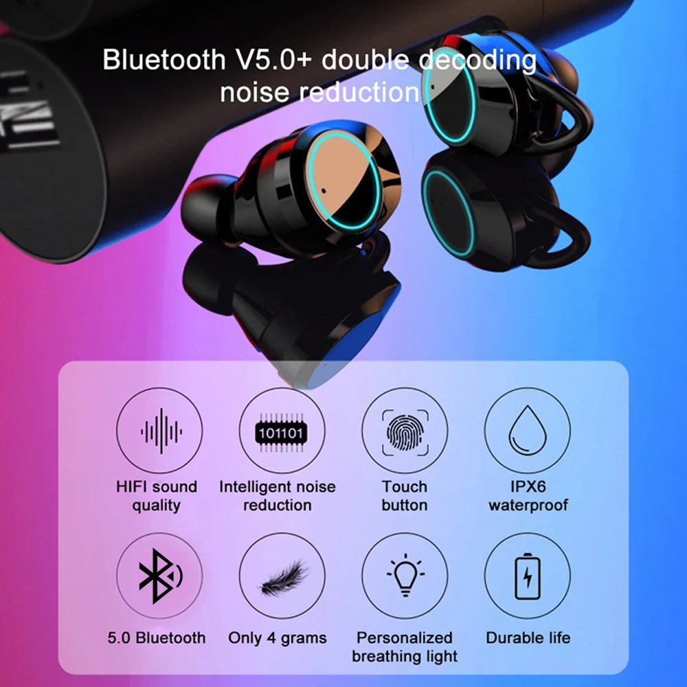 

X8 TWS Bluetooth 5.0 Earphones Touch Control Stereo Music Earphones Waterproof Sport Headset with Digital Display LED Flashlight