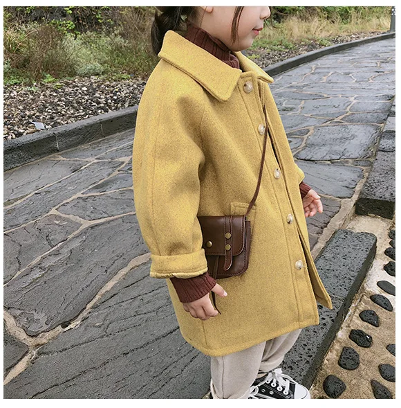 

WLG плотные пальто для девочек детская осенне-зимняя бархатная желтая розовая длинная Стильная верхняя одежда для маленьких девочек модная ...