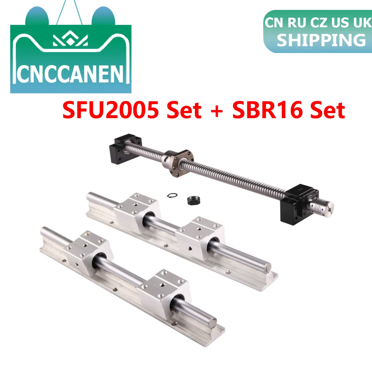 

2 комплекта SBR16 линейная опорная направляющая вала + SBR16UU блоки + SFU2005 шариковый винт + BKBF15 Поддержка + Корпус гайки + соединитель D25L30 6,35*12 мм