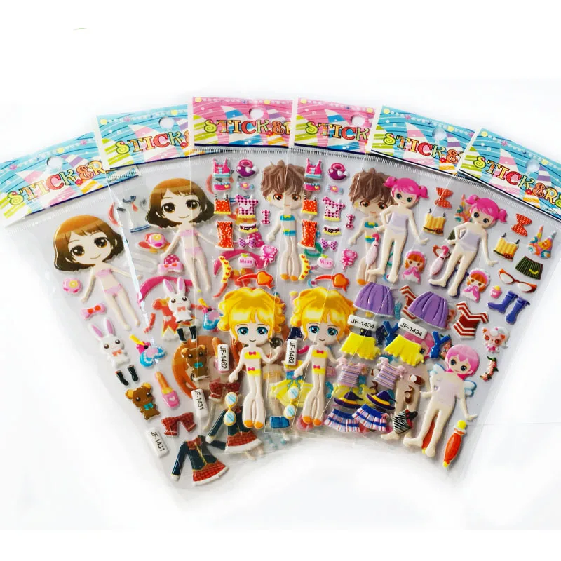 Привлекательные Мультяшные аниме наклейки для платья 3D ПВХ Пузырьковые игрушка