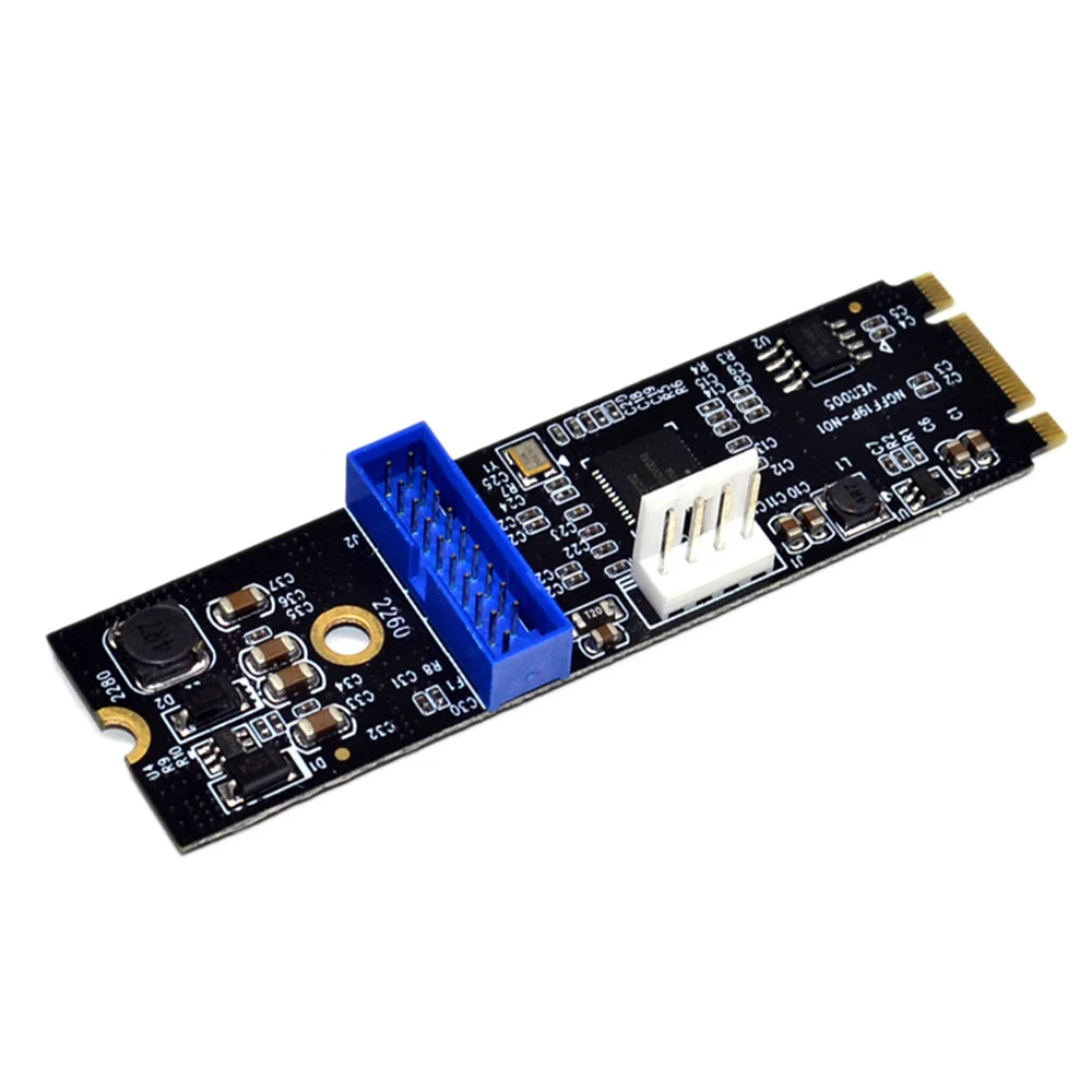 

M.2 NGFF NVME to USB 3.0 Expansion Card Front 19 Pin 2 Ports USB 3.0 Expansion Adapter Convert Card for Windows XP/2003