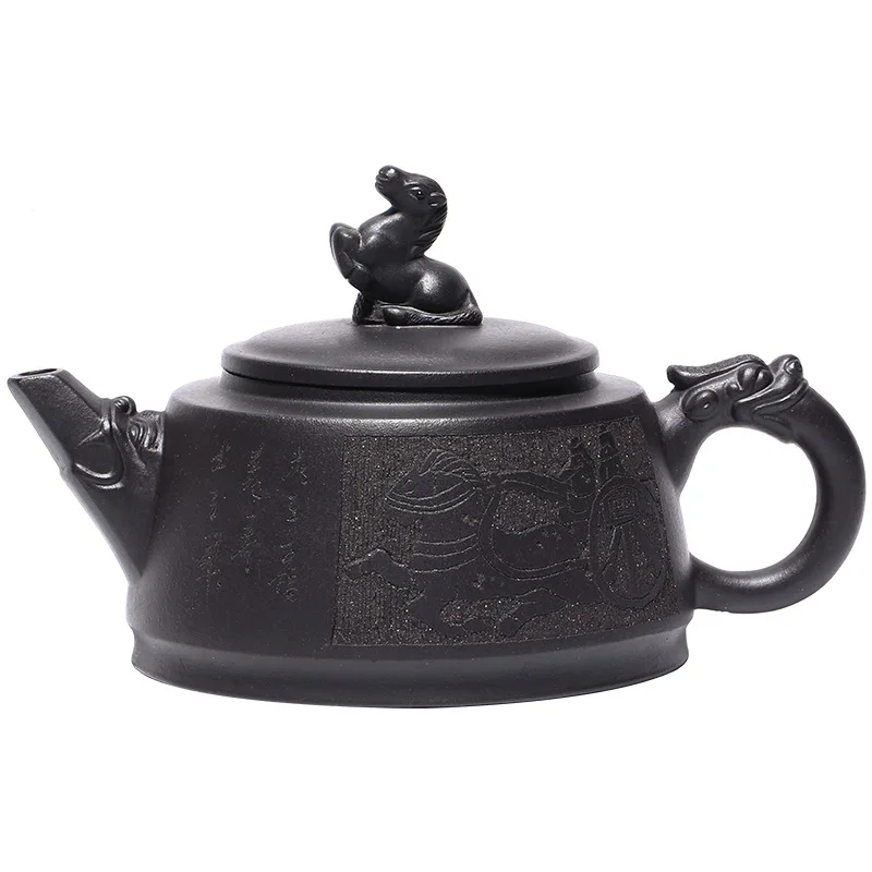 

Yixing raw black mud purple clay teapot