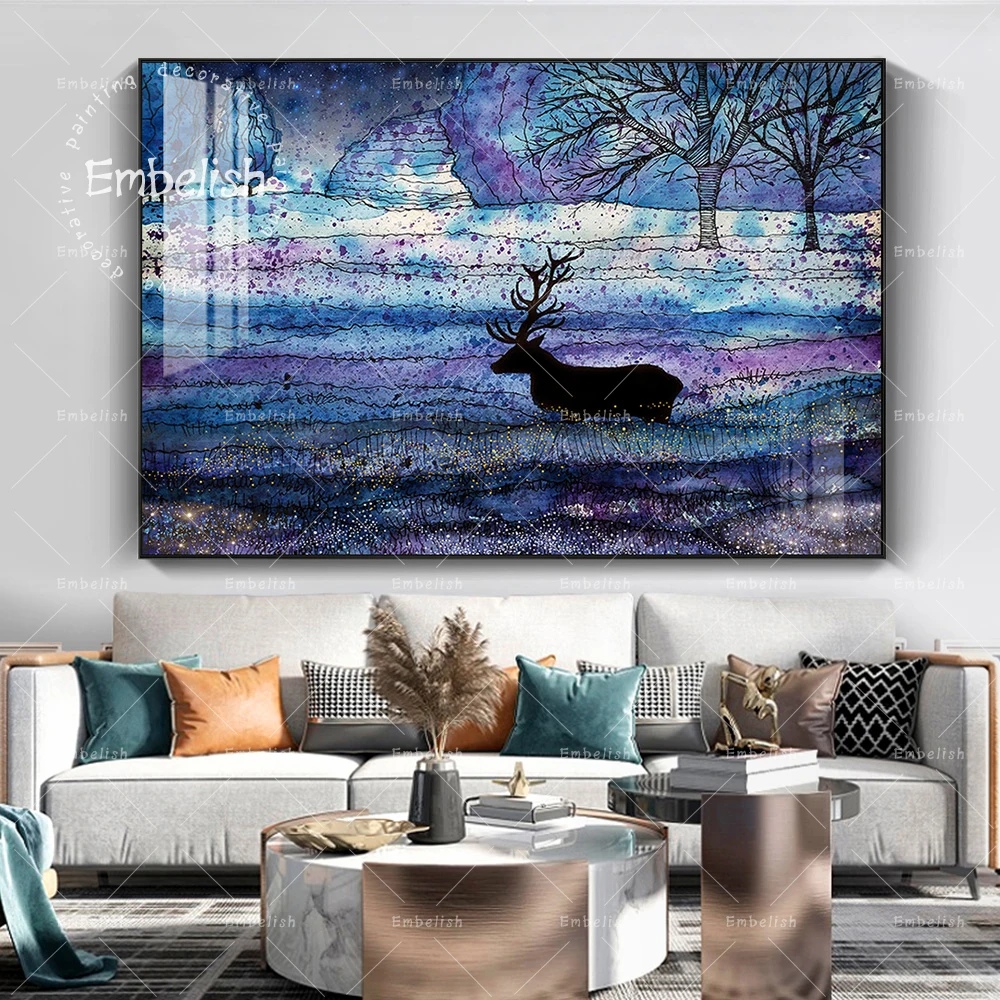 

1 Pieces Surreal Landscape Pictures For Living Room Deer In Forest Wall Art Pictures For Living Room Home Decor Canvas Paintings