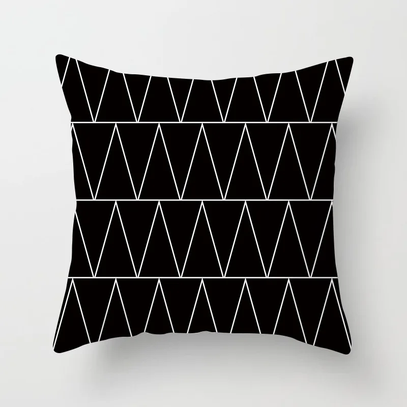 

Geometric Cushion Cover Black and White Polyester Throw Pillow Case Striped Dotted Triangular Art Cushion Cover Home Decor 2021