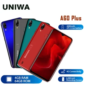 4G мобильный телефон Android 10 4080 мАч Мобильный телефон Blackview A60 Plus смартфон с четырехъядерным процессором 4 Гб + 64 Гб водоскопический экран ID лица