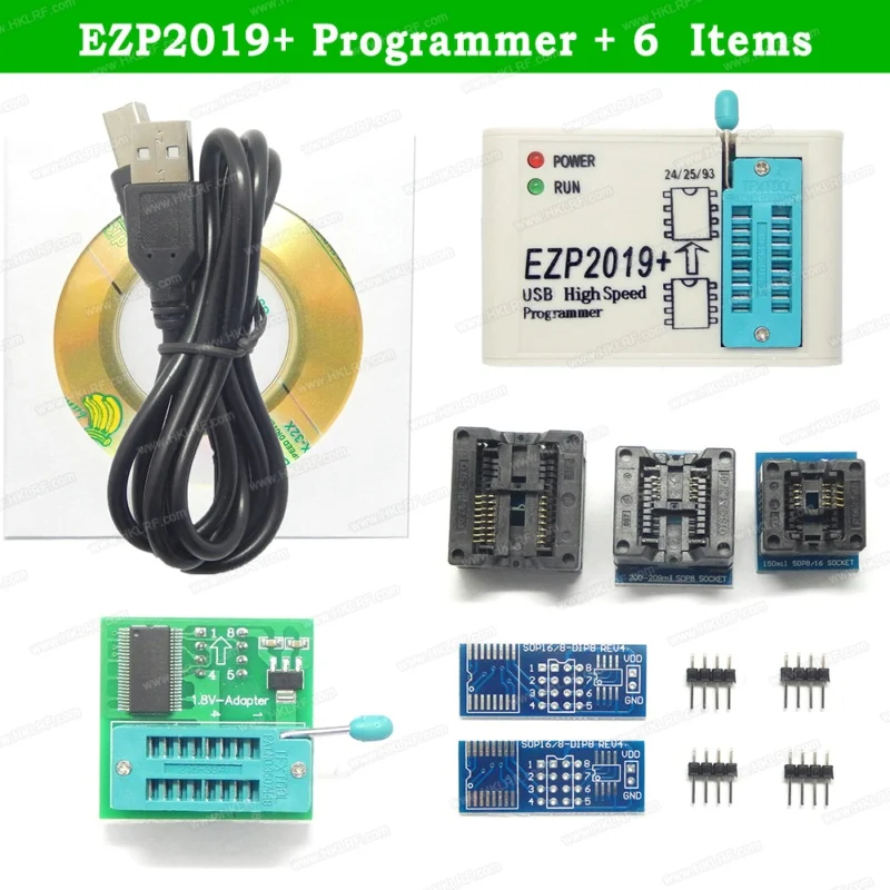 EZP2019+ высокоскоростной USB SPI программатор поддержка 24 25 26 93 EEPROM 25 Flash биос+ 6 адаптеров с адаптером 1,8 в - Цвет: EZP2019 6 Items