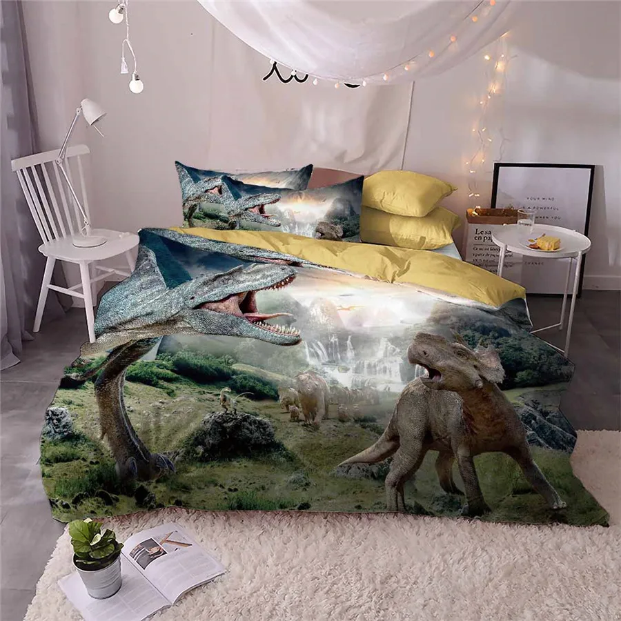 Комплект постельного белья HELENGILI 3D с принтом динозавра в парке Юрского периода