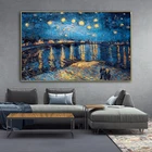 Картины на холсте Ван Гога, звездная ночь, Реплика на стену, импрессионист, звездная ночь, картины на холсте для декора гостиной