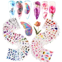 1000pcs butterfly nail art stickers flowers water transfer nail art decals for women girls diy gel nails art design flowers