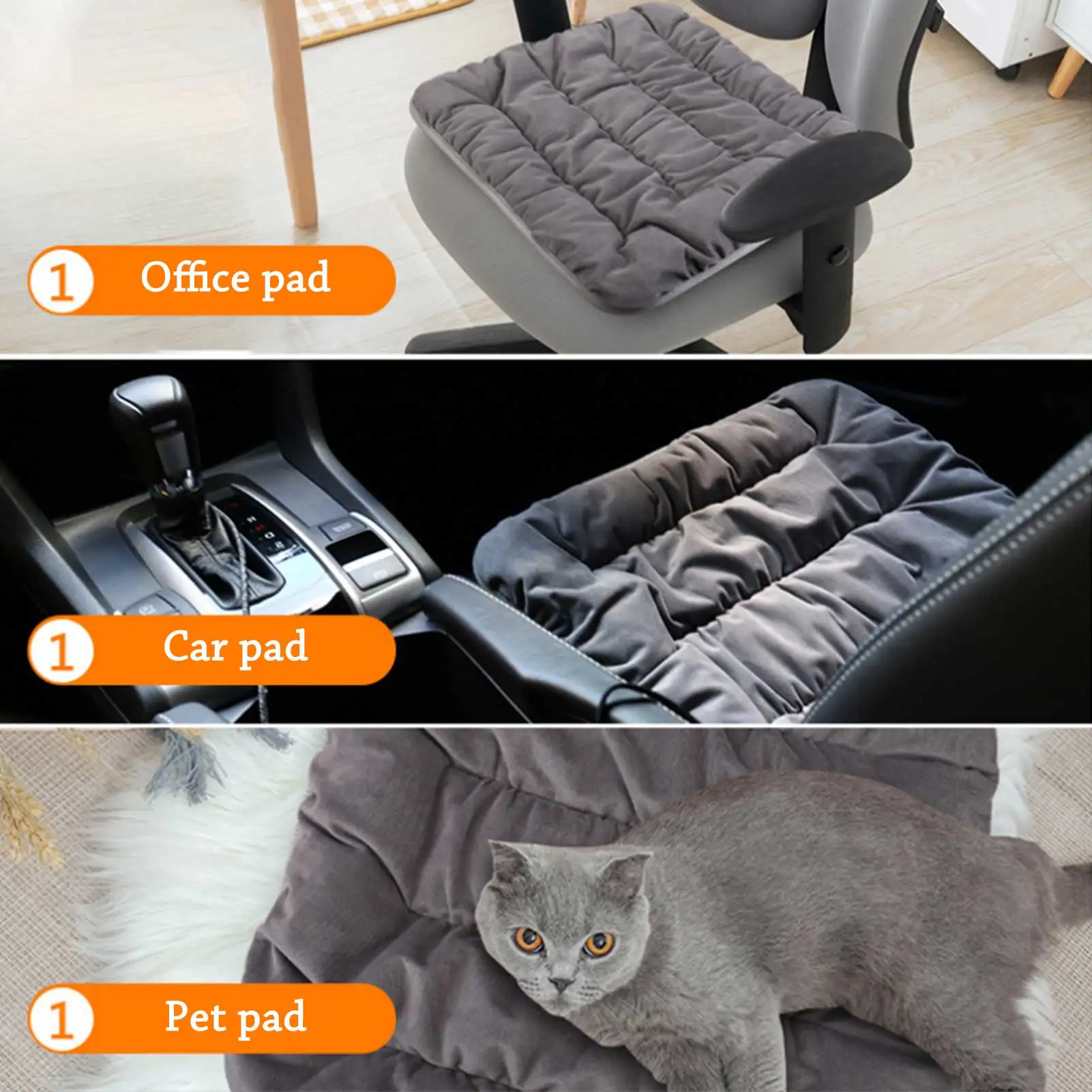 

New 5V 2A Multifunctional 3 Heat Settings Graphene Electric Heating Pad For Office Chair Car Pet Dog Cushion Warm Seat 45X45CM