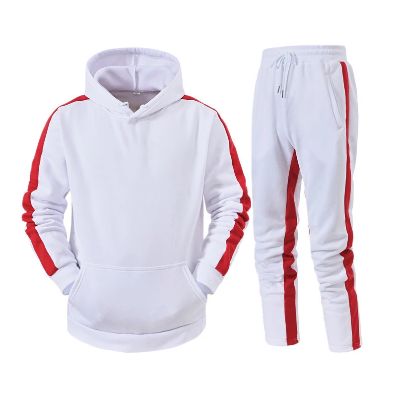 

Men's casual suit winter 2021 new brand stitching jogging sportswear zipper hoodie + trouser set men's sportswear sportsuit free