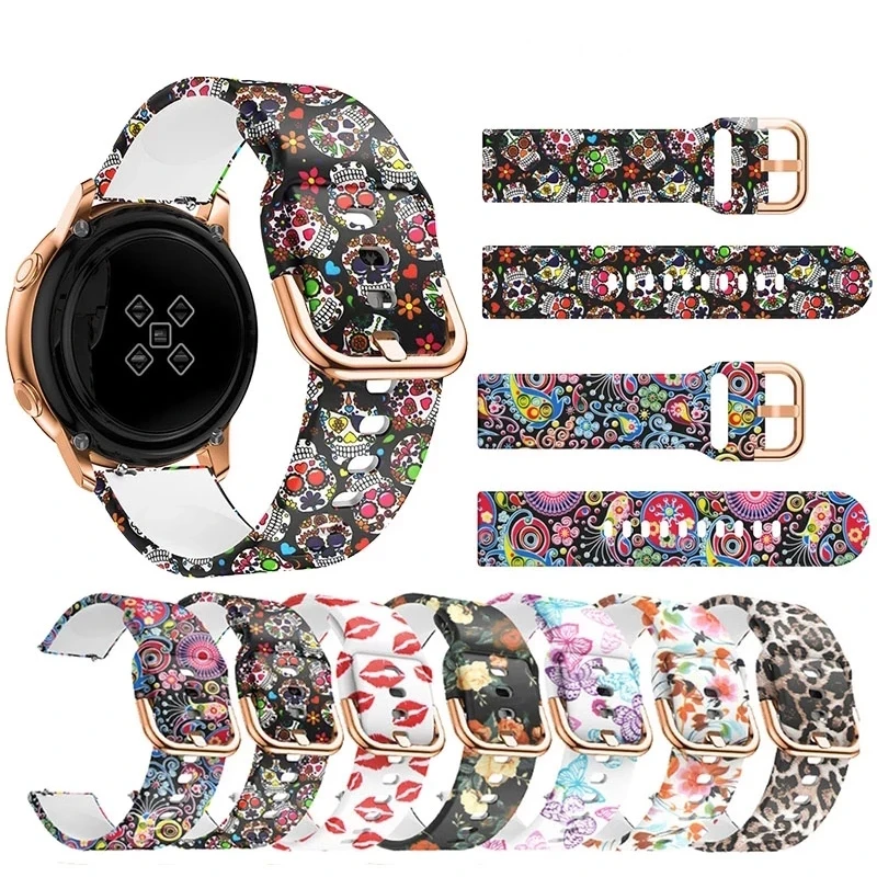 18mm 20mm 22mm Graffiti Silicone Strap For Samsung Galaxy Watch 42mm Gear S3 Active 2 46mm HuaMi Amazfit bip Huawei watch band