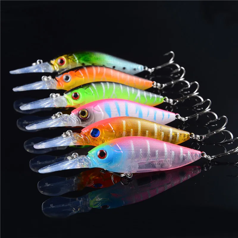 

6 Colors 12g/11cm Minnow Artificial Sinking ABS Plastic Hard Bait Wobbler Swimbait Bionic Bait 3D Eyes 6# With Hook Fishing Lure
