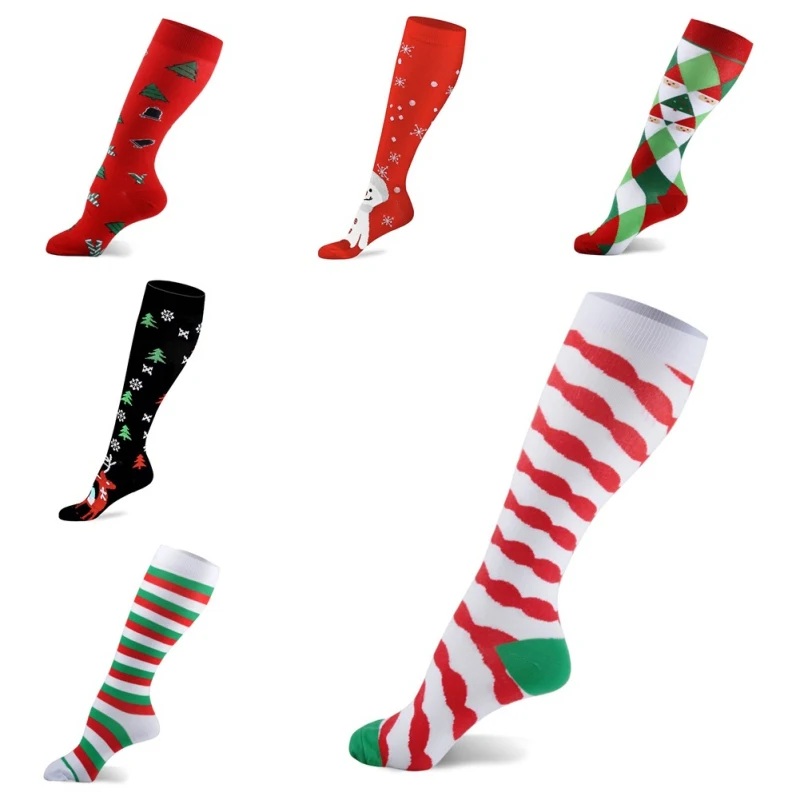 

Unisex Christmas Stockings Casual Compression Long Socks Stretch Outdoor Funny Elastic Calf Stockings.1