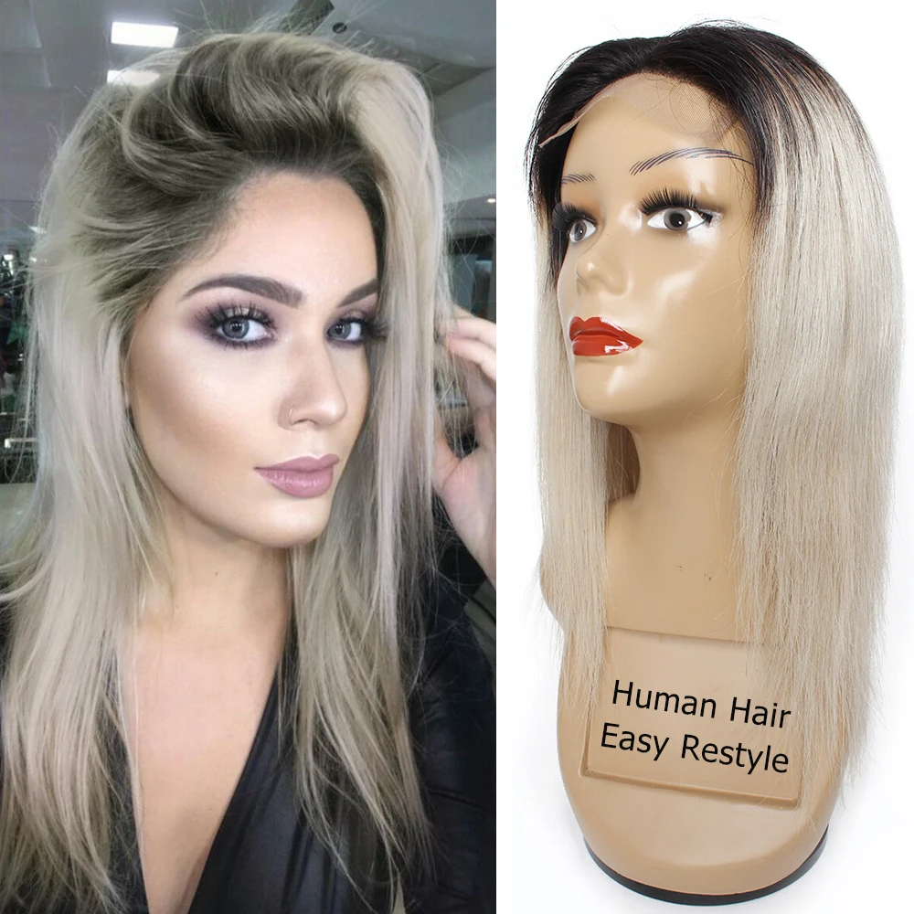 BOBBICOLLECTION 4x4 парик из натуральных волос на шнурках цвет Омбре серый блонд
