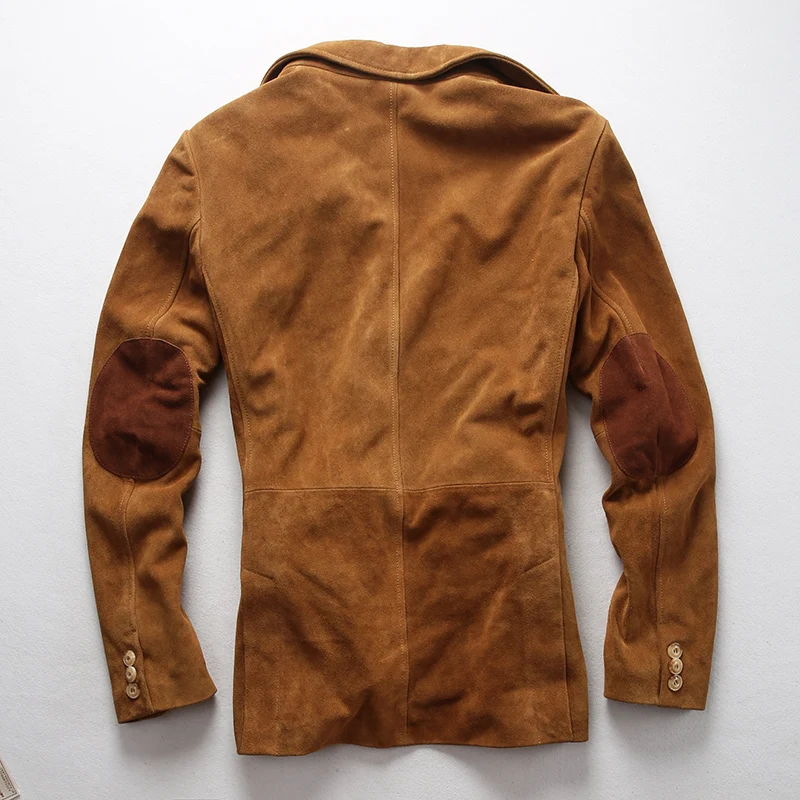 Британский пиджак 2020 мужской костюм из натуральной коровьей кожи приталенный