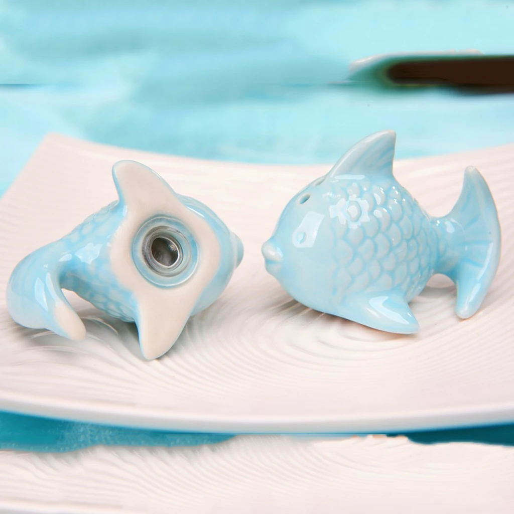 Комплект из 2 предметов рыба-Форма Керамика Солонка и перечница с дырочками