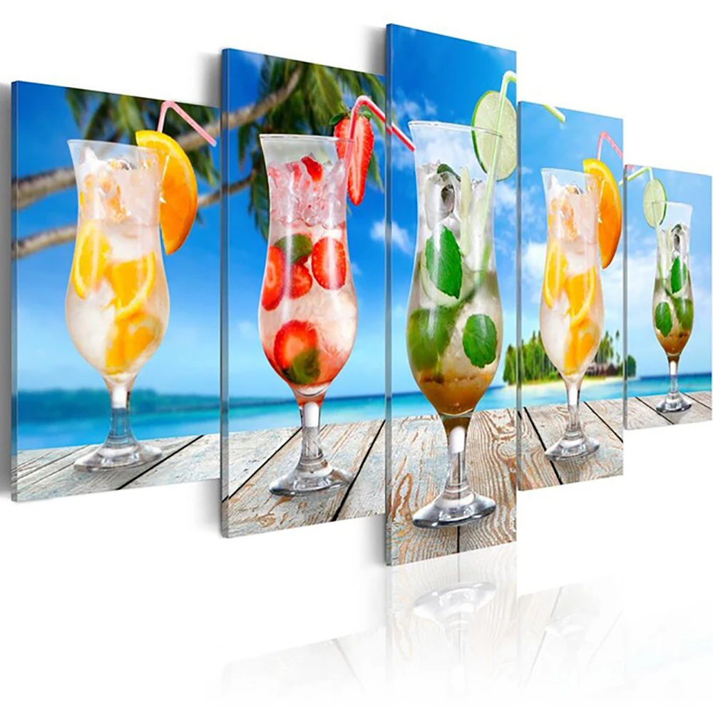 

Canvas Print Painting Wall Art 5 Pieces Cold Drinks Posters Modular Cuadros Home Decoration Picture for Living Room Framework