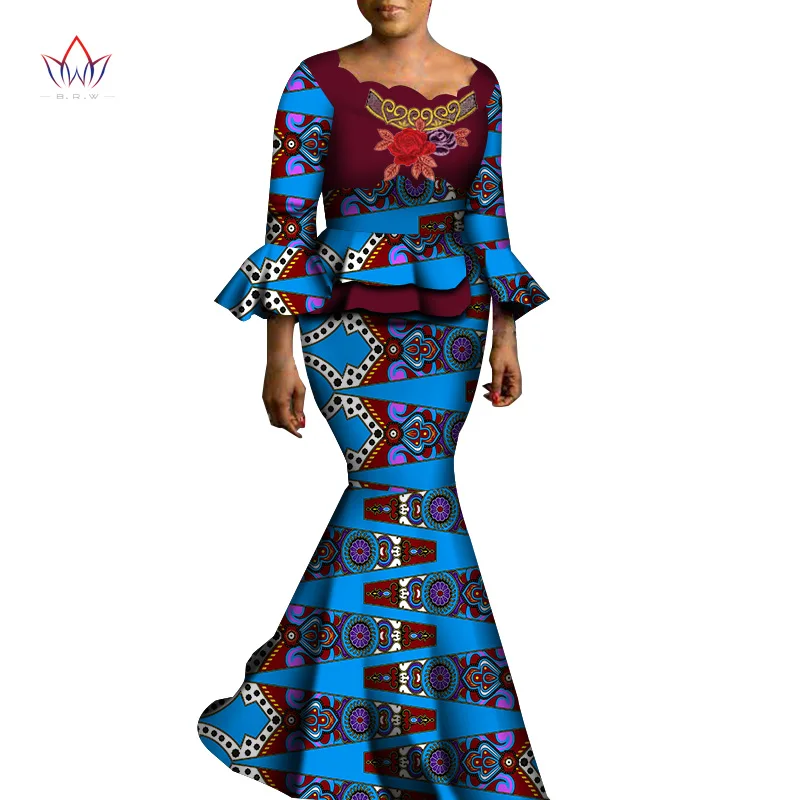 Designer Clothes Women Luxury Top And Skirt Set Bazin Riche New Africa Dashiki Plus Size Women Clothes Set Fashion Style WY6890