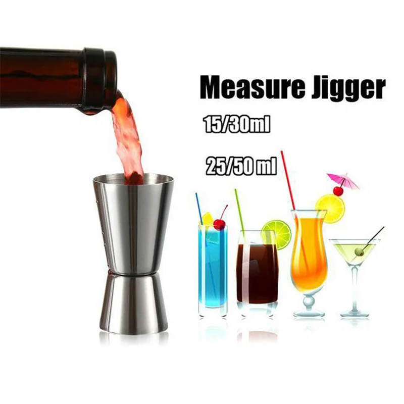 15/30 мл Нержавеющая сталь шейкер мерная чашка Двойная съемка Напиток Дух