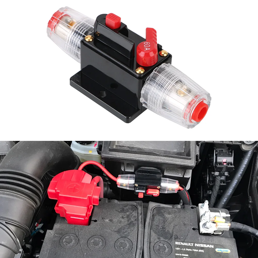 

Stereo Amplifier Refit 60A 100A Fuse Holder Circuit Breaker Car Truck Audio Amplifier 12V/24V Resettable Insurance Fuse Adapter