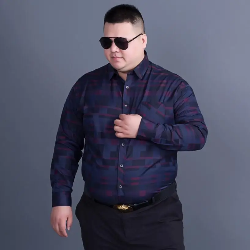 

plus size 8XL 7XL 6XL Spring New Brand Business Men's Slim Fit Dress shirt Male Long sleeves Casual Shirt camisa masculina