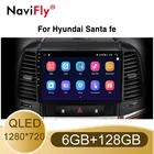 Автомобильный мультимедийный плеер QLED 1280*720, Android 10,0, для Hyundai Santa Fe 2 2006-2012, радио, навигация GPS, 6 ГБ + 128 ГБ, Carplay