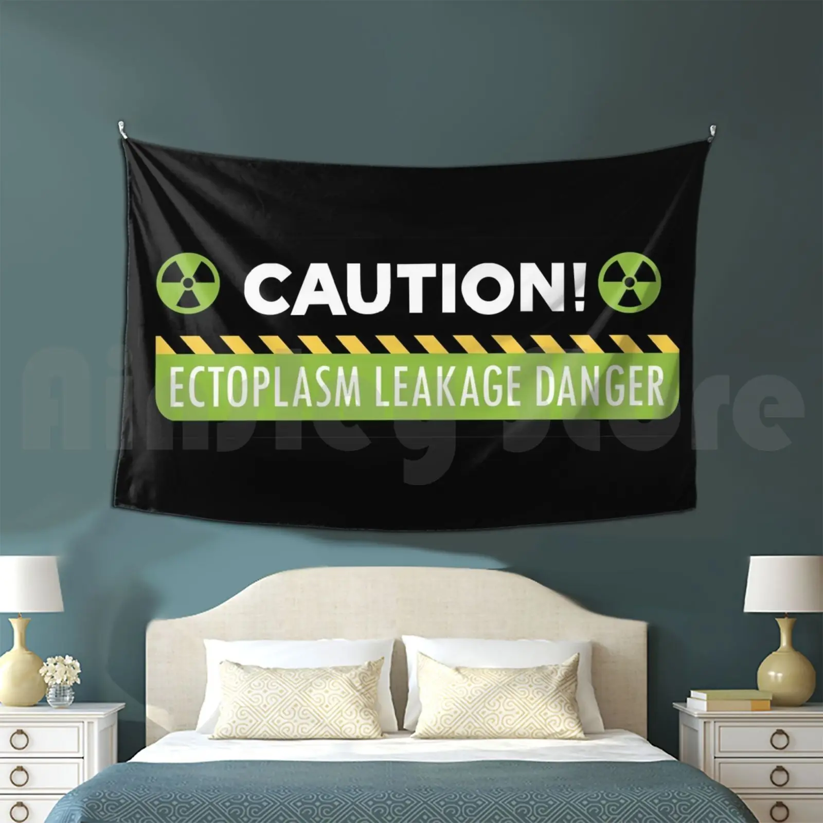 

Caution : Ectoplasm Leakage Danger Tapestry Living Room Bedroom 2936 Ghostbusters Ghostbusters 2016 Ectoplasm