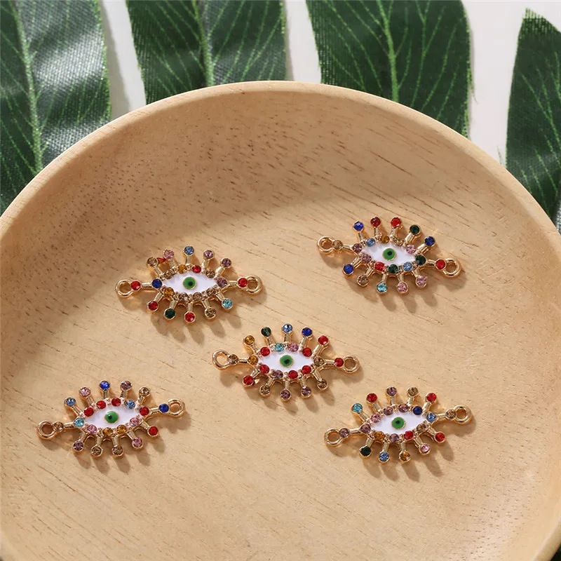 

10pcs Fashion Crystal Alloy Enamel Connector Charms DIY Pendant Gold Color Dangle Charms Handmade Jewelry For Necklace Bracelet