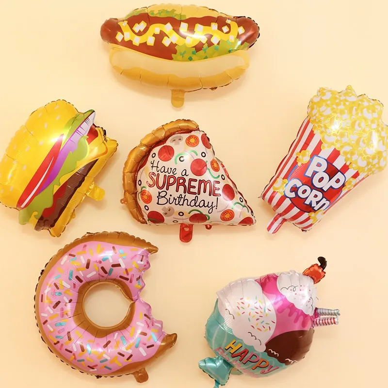 

Donut Cone Candy Burger Popcorn Shape Aluminum Film Balloon Children's Birthday Holiday Party Decoration Balloon