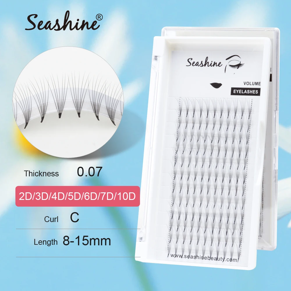 Готовые ресницы Seashine объемные 2D 10D C 0 07 русский объем Профессиональные Накладные