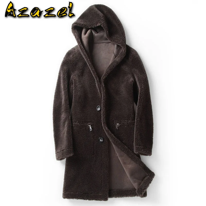 

Azazel, 100% шерстяное пальто, зимняя куртка для мужчин, овечья шерсть, шубы, двухсторонняя одежда, кожаные куртки, Veste Homme MC18C163 MY1261