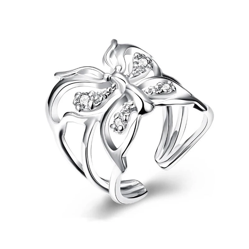 Изысканное посеребренное кольцо для женщин уникальное с полая бабочка новые