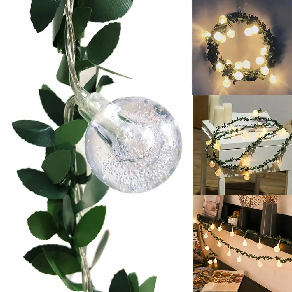 

Garland 1.5M 3M 6M AA Battery LED Ball String Lights Christmas Lights Indoor Green Leaf Vine DIY Wreath Lamp Wedding Party Decor