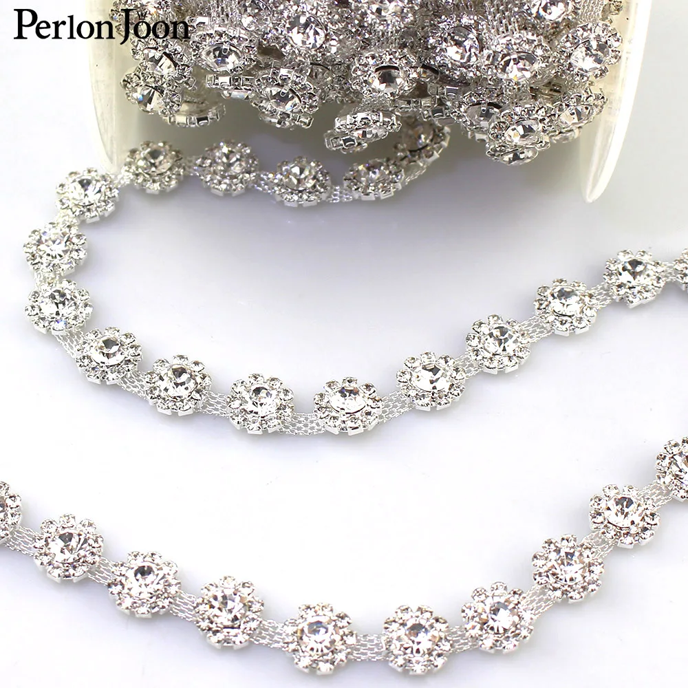 1 ярд круглые плотные хрустальные мигание стразы отделка металлическая цепочка