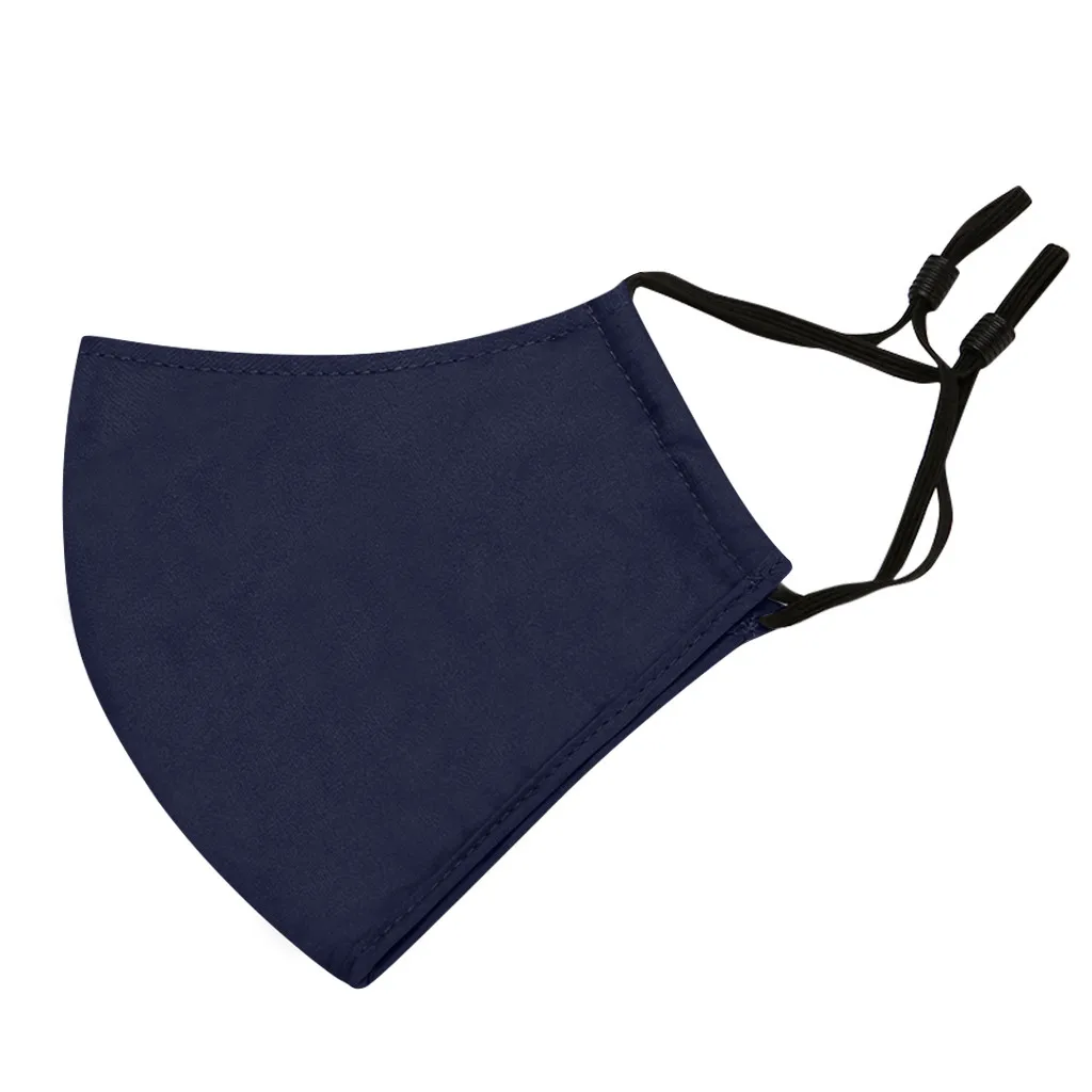 Многоразовая маска для лица черная мягкая моющаяся Крышка рта хлопковая синяя