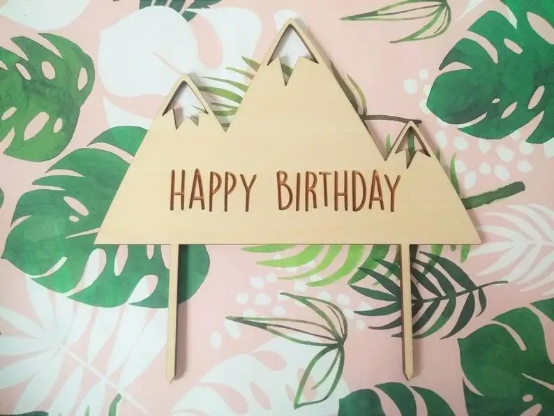 Пользовательские Топпер для торта С Днем Рождения с именем торт деревянная