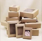 Винтажная крафт-коробка сделай сам 10 шт., Подарочная коробка с окошком из бумаги, упаковка для торта, для свадьбы, дома вечерние, упаковка для кексов, рождественские подарки