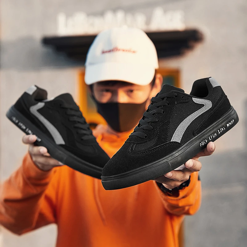 2019 высокое качество все черные мужские кожаные повседневные туфли модные