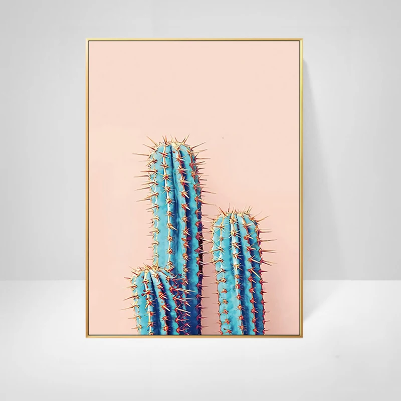 Мультфильм Кактус Розовые Обои холст картина печать гостиная домашний декор