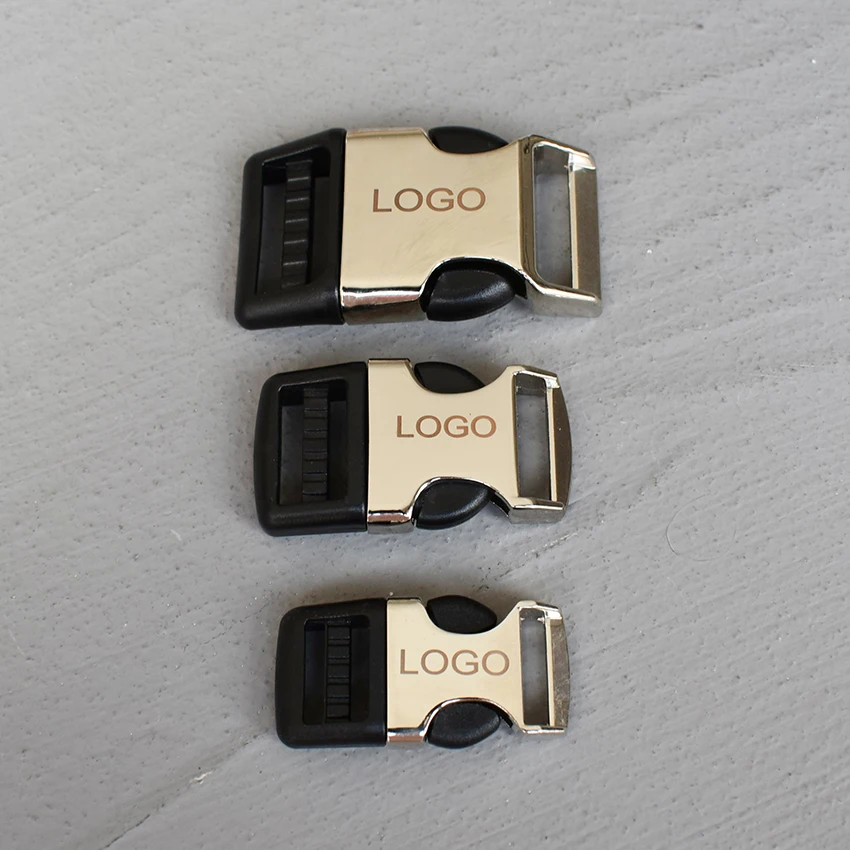 

LOGO 1 Pcs 15/20/25mm Metal Quick Side Release Buckles LaLaser Engraving For Bag Luggage Outdoor Backpack strap Belt Webbing