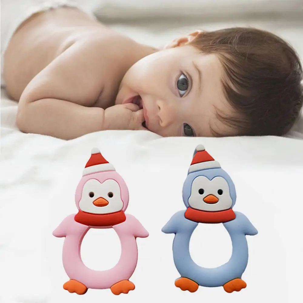 

Baby Teether Cartoon Penguin Modeling Silicone Molar Stick Infant Bite Chew Appease Teeth Gel for Girls Boys