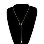 Модное простое бирюзовое ожерелье с подвеской для женщин, богемное зеленое ожерелье-чокер в стиле бохо с камнями в форме капли воды, ювелирные изделия