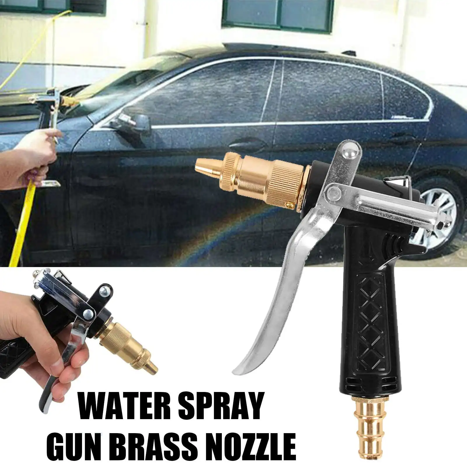 

Car High Pressure Water Spray Gun Pressure Washer Brass Nozzle Garden Hose Pipe Lawn Car Wash Cleaning Tool Pop Jet 10-20m