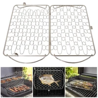 barbecue grilling basket iron wire stainless steel folding grill net portable accessories outdoor camping spring fish bbq tool