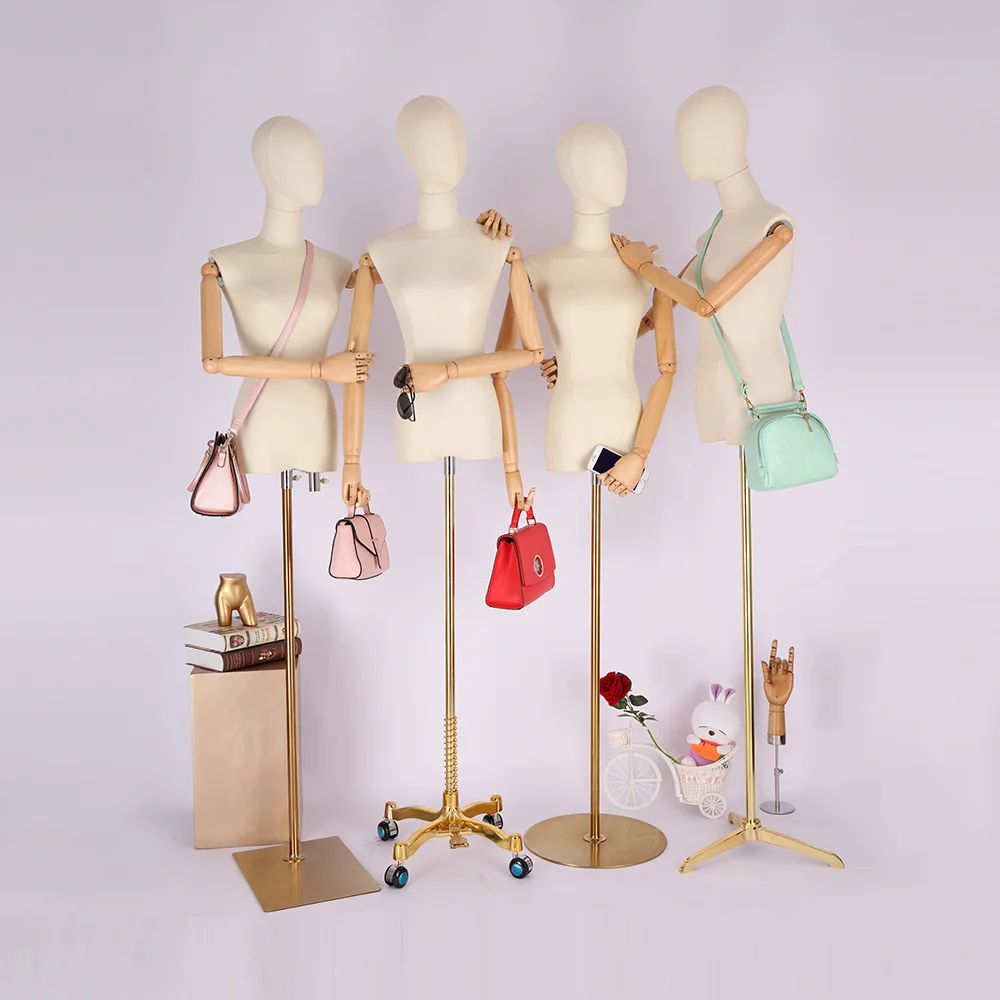 New Style Hot Sale Dressmaking Model Female Fabric Mannequin With Golden Head | Mannequins