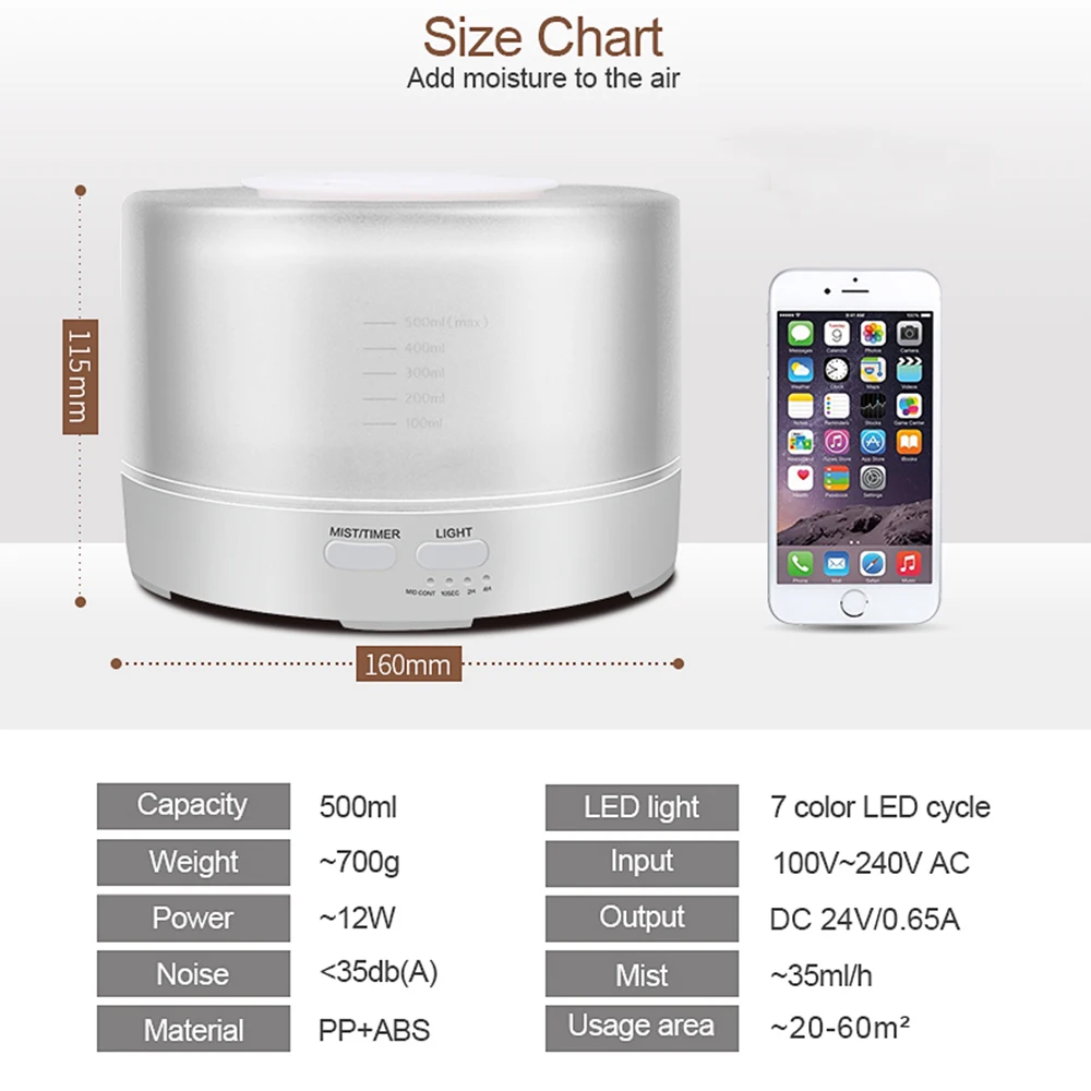 Аромадиффузор 500 мл Bluetooth музыкальный аромадиффузор светодиодный меняющий цвет 12