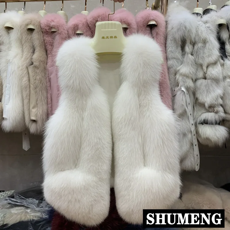 

Женская Короткая Меховая куртка без рукавов, теплая безрукавка из натурального Лисьего меха, Осень-зима 2020