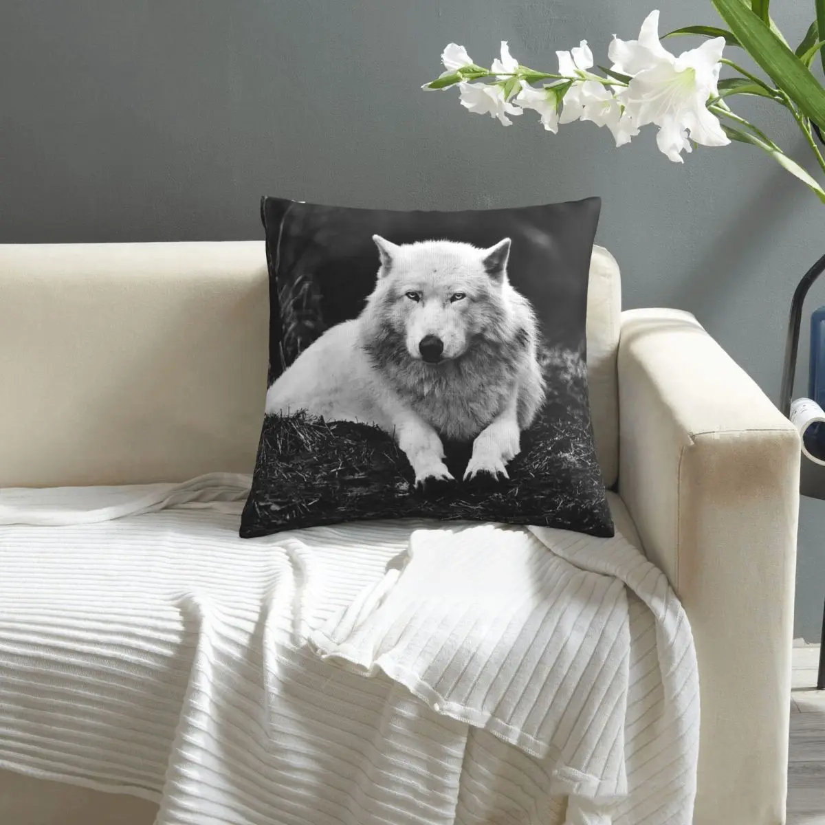 

Wolf pillowcase printed cushion cover sofa waist pillow pillow cover