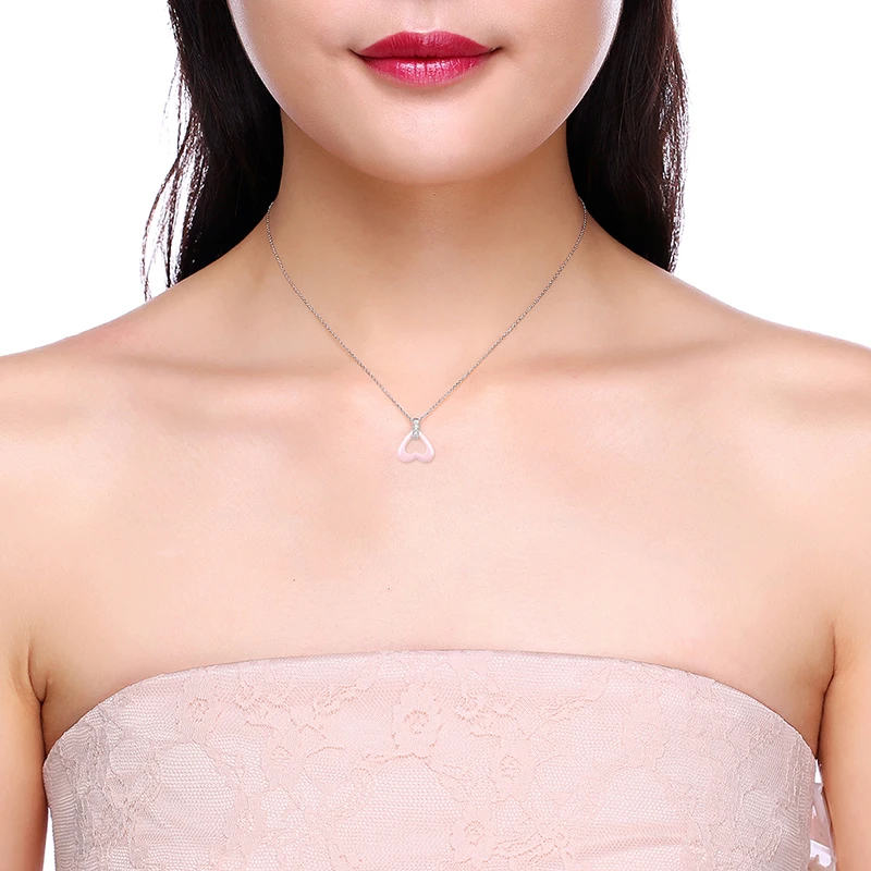 Женский милый романтичный розовый кулон в форме сердца ожерелья со стразами